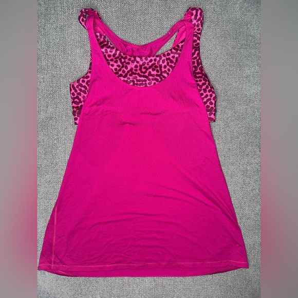 Lululemon Women's Pink Leopard Print Top - Picture 1 of 4